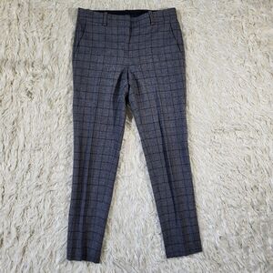 Theory Wool Blend Mid-rise Grey Plaid Pants Size 0